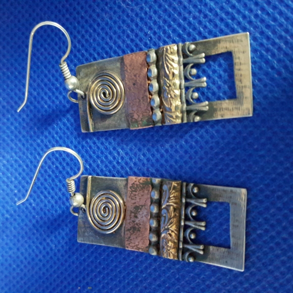 Mixed Metal Earrings in Sterling Silver - Picture 4 of 6